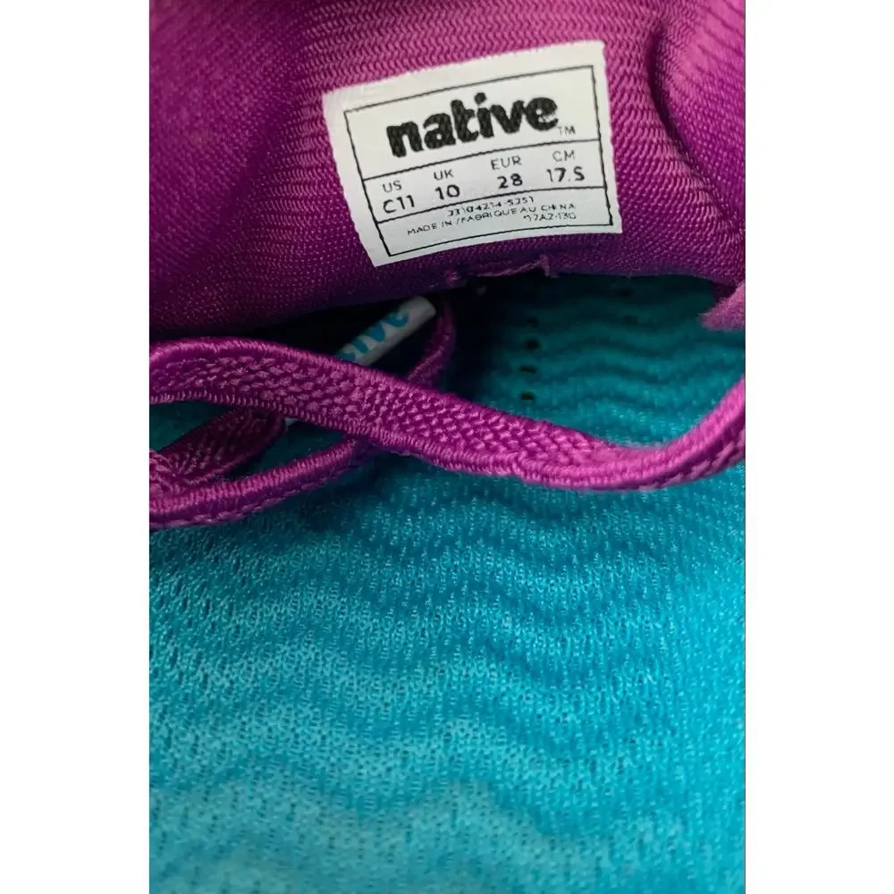 Native Kids Monaco Low Top Sneakers Purple Lace Up Lightweight Shoes Size 11